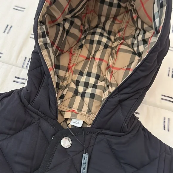 Burberry Diamond Quilted Nylon Hooded Coat 12M